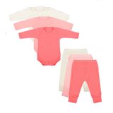 Body Bebê e Calça Mijão Kit 6 Peças Manga Longa Feminino Roupinha de Bebê