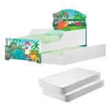 Mini Cama Infantil Com Auxiliar Dinos Amigos Com Colchões