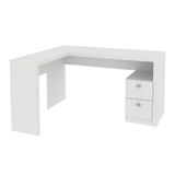 Mesa Com 2 Gavetas Para Escritório Home Office Me4129 Mdp Branco - Gran Belo