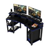 Mesa Para Escritório Home Office Gamer Me4167 Mdp Preto/azul - Gran Belo