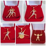 Corrente Com Pingentes Fitness Banhada A Ouro 18k