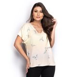 Blusa Feminina Estampada Decote V Casual Dia a Dia