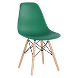 Cadeira Charles Eames Eiffel Dsw - Base De Madeira Clara - Verde Escuro