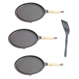 Kit 3 Bifeteiras Antiaderente Redonda Lisa 22cm Com Espátula