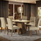 Conjunto Sala De Jantar Mesa Tampo De Vidro 6 Cadeiras Rustic/crema/imperial Stéfani Madesa