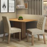 Conjunto Sala De Jantar Mesa Tampo De Madeira 2 Cadeiras Rustic/imperial Tainá Madesa