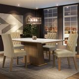 Conjunto Sala De Jantar Mesa Tampo De Vidro 4 Cadeiras Rustic/branco/imperial Aryeli Madesa