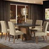 Conjunto Sala De Jantar Mesa Tampo De Vidro 6 Cadeiras Rustic/preto/imperial Stéfani Madesa