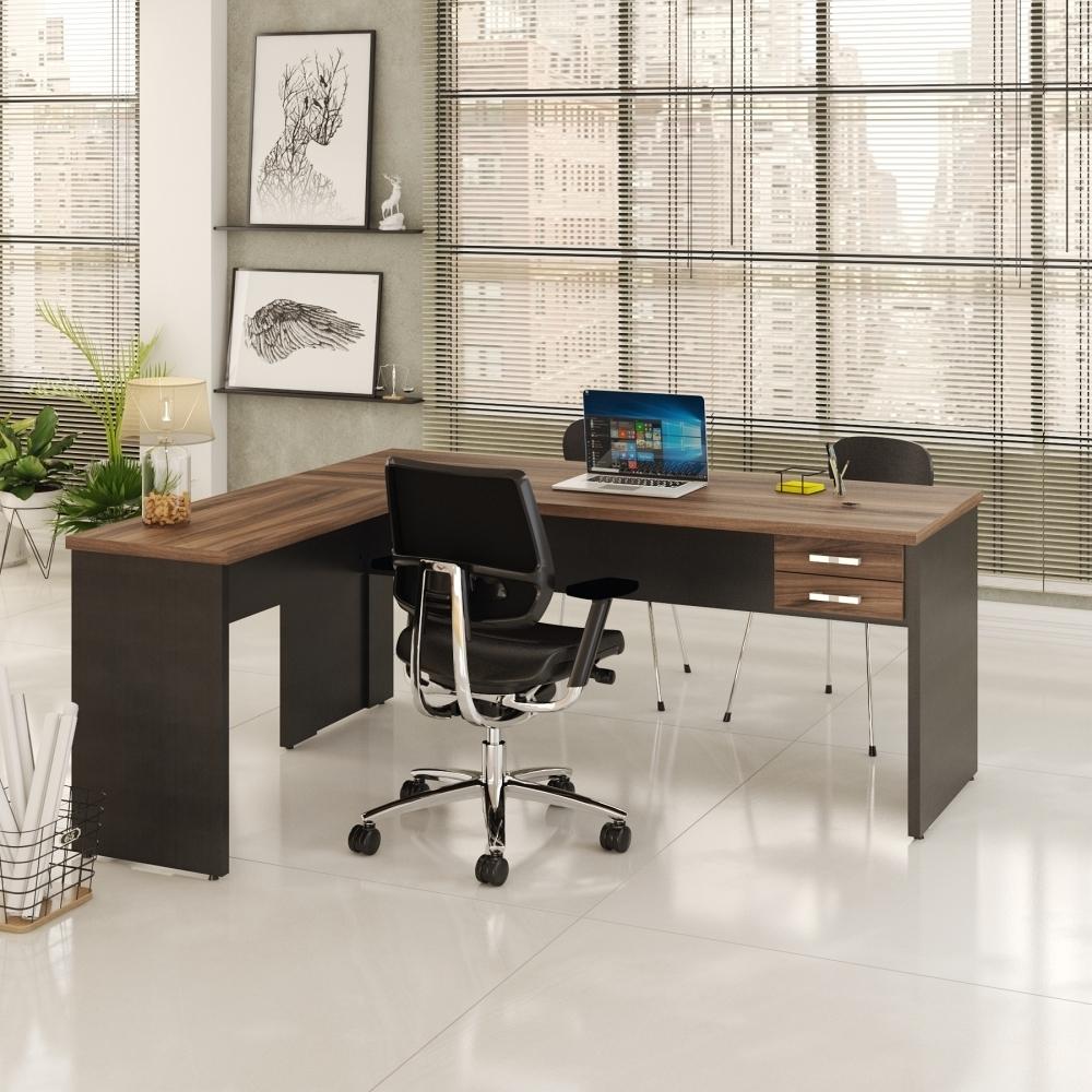 Mesa Para Escritório Em L 1,80x1,60m Tampo E Pés 30mm C/gav.