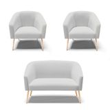 Kit Namoradeira E 2 Poltronas Cinza A05 Pés Palito