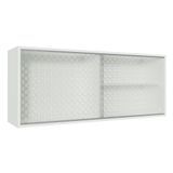 Armário Aéreo Madesa Acordes Glamy 100% MDF 2 Portas de Correr de Vidro Quadrato - Branco