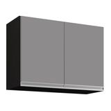 Armário Aéreo 80cm 2 Portas Califórnia Preto/cinza - Lumil Móveis