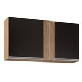 Armário Aéreo 100cm 2 Portas Indiana Castanho/preto - Lumil Móveis