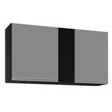 Armário Aéreo 100cm 2 Portas Indiana Preto/cinza - Lumil Móveis