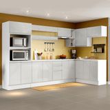 Armário De Cozinha Completa De Canto Madesa Smart 100% Mdf Modulada - Frentes Branco Brilho