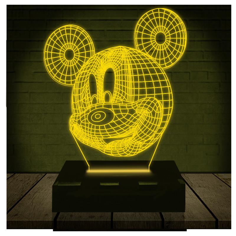 Luminária Led 3d Mickey Abajur - Amarelo