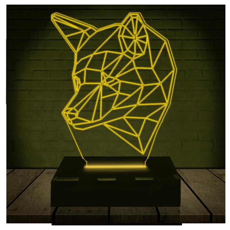 Luminária Led 3d Lobo Abajur 3 - Amarelo