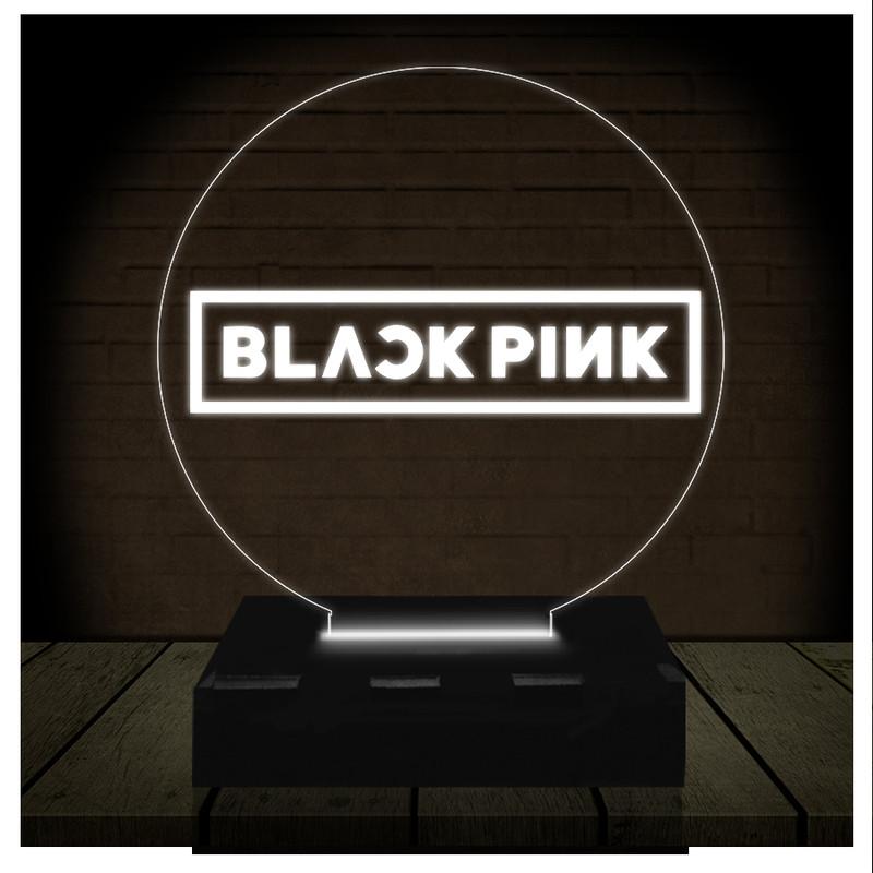 Luminária Led 3d Black Pink Abajur - Branco