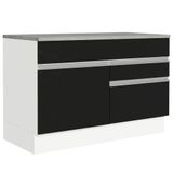 Balcão Gabinete De Pia 120 X 60 Cm 1 Porta 2 Gavetas Branco/preto (com Tampo) Glamy Madesa