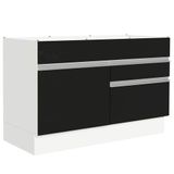 Balcão Gabinete De Pia 120 X 60 Cm 1 Porta 2 Gavetas Branco/preto (sem Tampo) Glamy Madesa