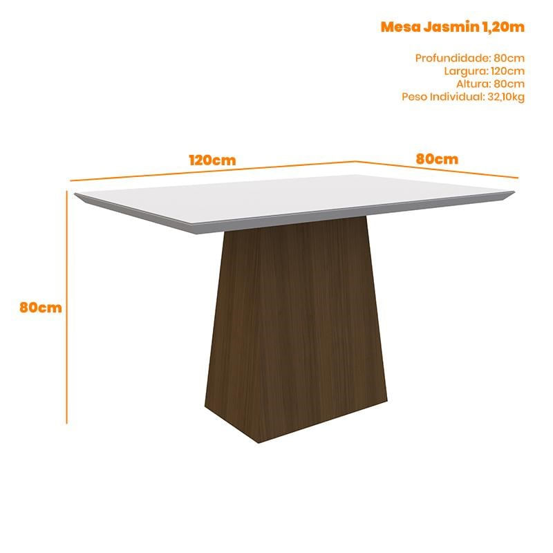 Mesa De Jantar Jasmin 120x80 Com 4 Cadeiras Amanda Imbuia Off White 