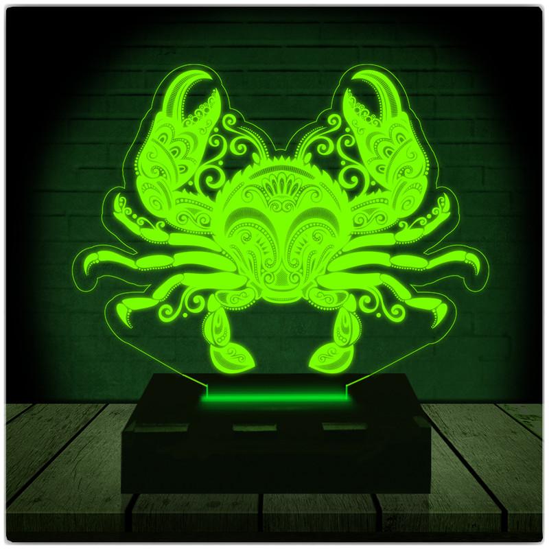 Luminária Led 3d Caranguejo Abajur - Verde