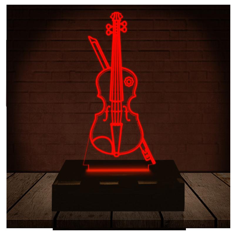 Luminária Led 3d | Violino Música Abajur