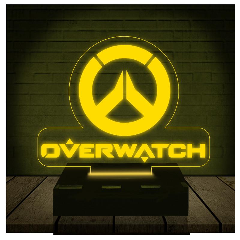 Luminária Led 3d Overwatch Abajur - Amarelo