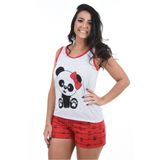 Pijama Feminino Baby Doll Camiseta Short Curto Verão