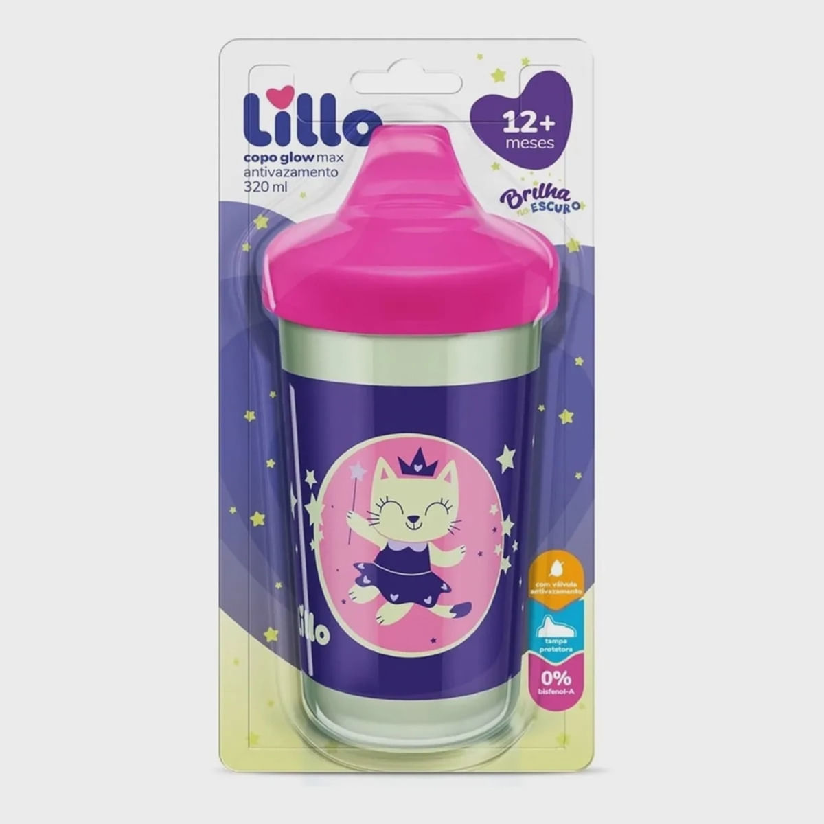 Copo Antivazamento Lilo Glow Max Menina 320 Ml