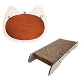 Kit 2 Arranhadores Pet Gato Mdf Champagne Veludo Terracota