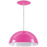 Pendente Meia Lua 34cm Luminária Alumínio Rosa - Rei da Iluminação