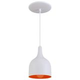 Pendente Gota Teat Luminária Lustre Alumínio Branco Textura C/ Laranja - Rei Da Iluminação