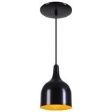 Pendente Gota Teat Luminária Lustre Alumínio Preto Fosco C/ Amarelo - Rei Da Iluminação