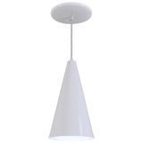 Pendente Cone Luminária Lustre Alumínio Branco Brilhante - Rei Da Iluminação