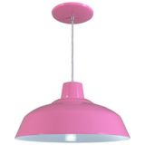 Pendente Retrô 34cm Luminária Lustre Alumínio Rosa - Rei Da Iluminação