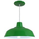 Pendente Retrô 34cm Luminária Lustre Alumínio Verde - Rei Da Iluminação