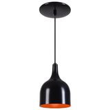 Pendente Gota Teat Luminária Lustre Alumínio Preto Fosco C/ Laranja - Rei Da Iluminação