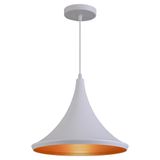 Pendente Luminária Tom Dixon Chapéu Miami Branco Textura C/ Cobre - Rei da Iluminação