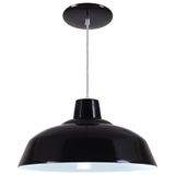 Pendente Retrô 34cm Luminária Lustre Alumínio Preto Brilhante - Rei Da Iluminação