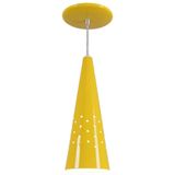 Pendente Cone Furado Luminária Lustre Alumínio Amarelo - Rei Da Iluminação