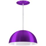 Pendente Meia Lua 50cm Luminária Alumínio Roxo Verniz - Rei da Iluminação