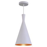 Pendente Luminária Tom Dixon Funil Canadá Branco Textura C/ Cobre - Rei da Iluminação