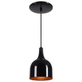 Pendente Gota Teat Luminária Lustre Alumínio Preto Brilhante C/ Cobre - Rei Da Iluminação