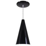 Pendente Cone Luminária Lustre Alumínio Preto Brilhante - Rei Da Iluminação