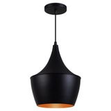 Pendente Luminária Tom Dixon Balão New York Preto Textura C/ Cobre - Rei da Iluminação