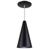 Pendente Cone Luminária Lustre Alumínio Preto Textura - Rei Da Iluminação