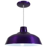 Pendente Retrô 34cm Luminária Lustre Alumínio Roxo Verniz - Rei Da Iluminação