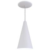 Pendente Cone Luminária Lustre Alumínio Branco Textura - Rei Da Iluminação