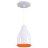 Pendente Bala Luminária Lustre Alumínio Branco Brilhante C/ Laranja - Rei Da Iluminação